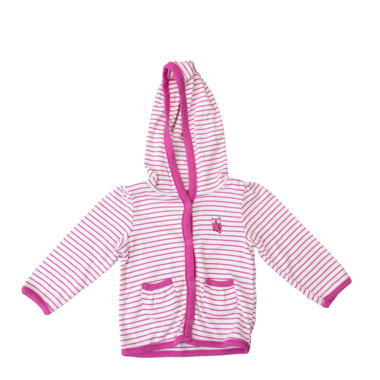 Veste à capuchon rayée rose et blanche – Carter’s – 6M
