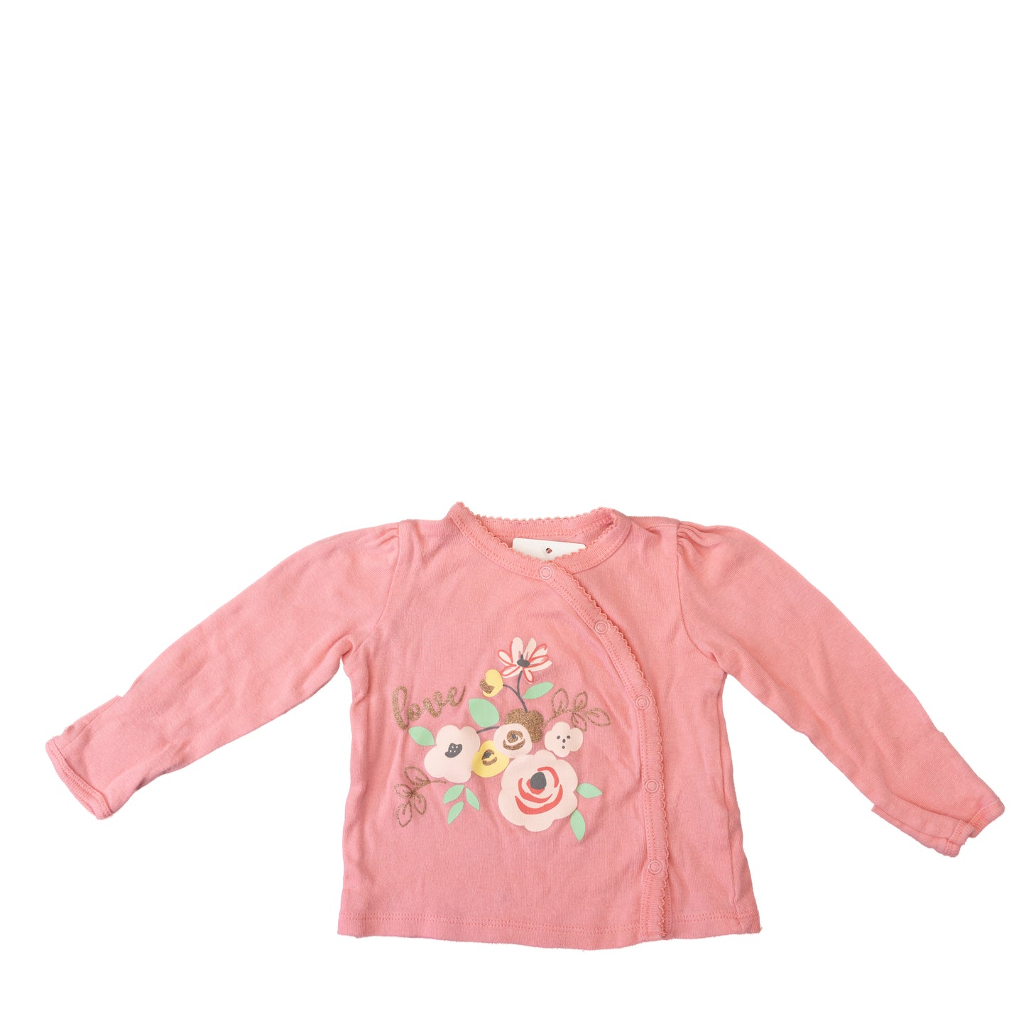 Gilet rose à motif floral – 3-6M