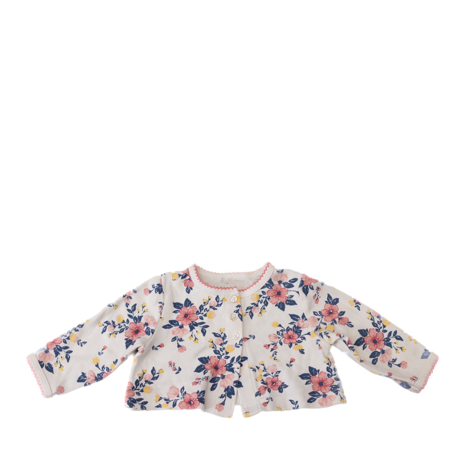 Cardigan fleuri crème et rose – 6M