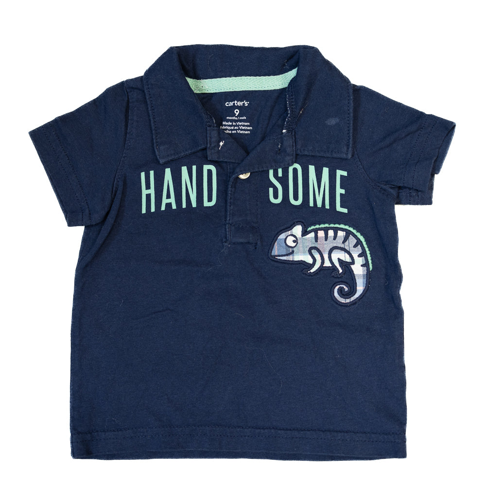 T-Shirt Carters Polo stylé pour garçon – “Handsome” et caméléon 9M