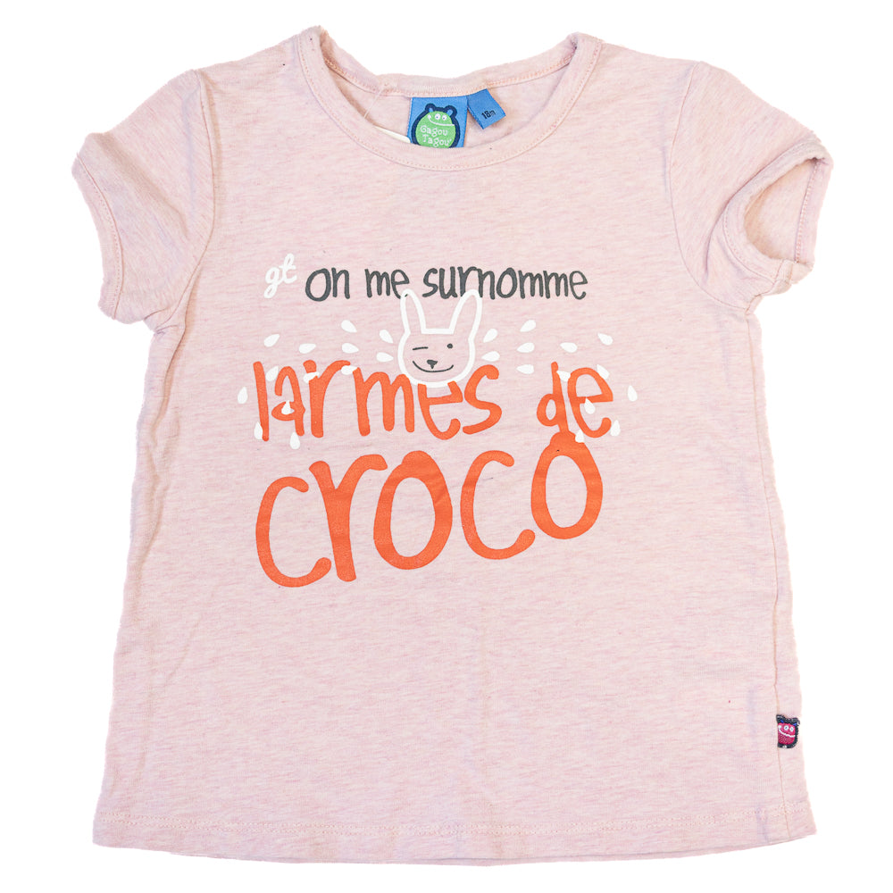 T-shirt rose “larmes de croco” - Gagou Tagou 18M