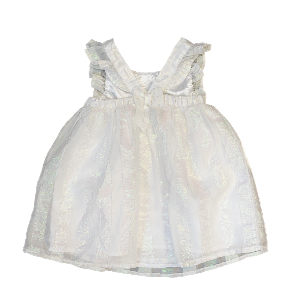 Robe à volants irisés – Blanc nacré 2T