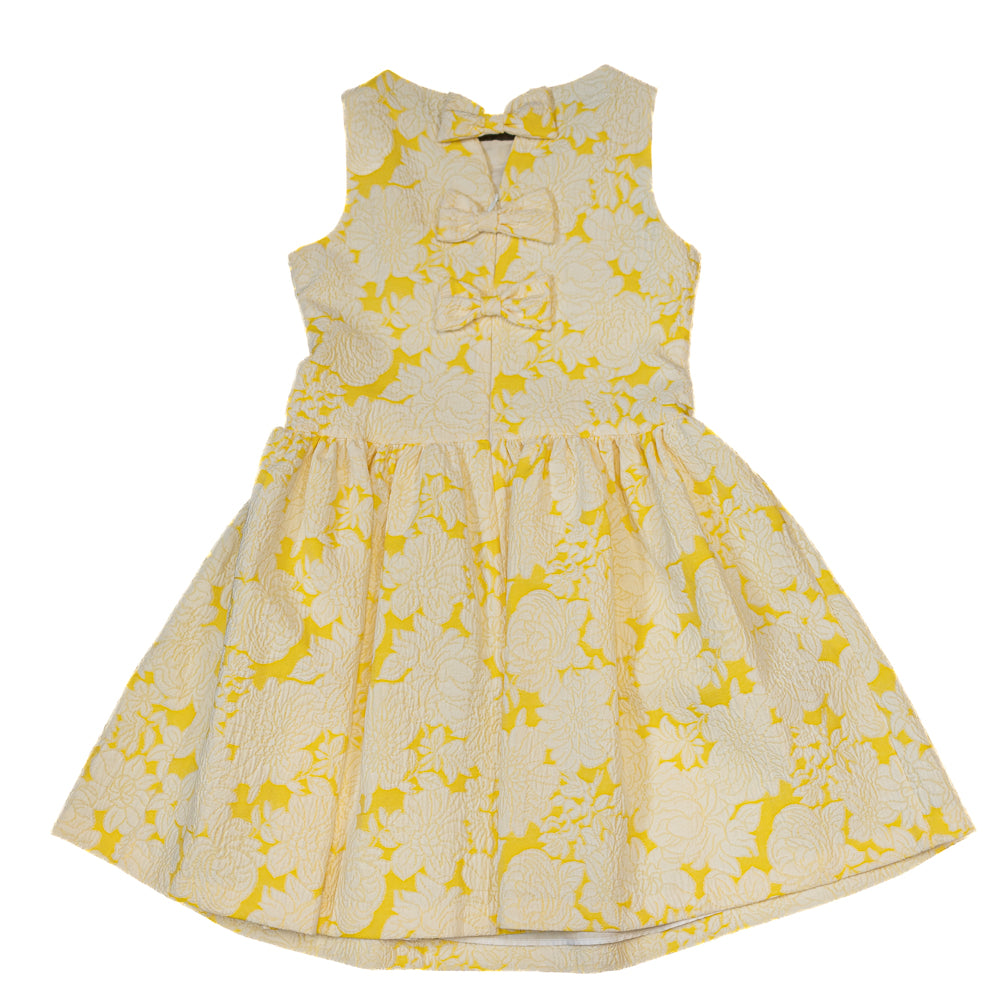 Robe texturée à fleurs – Jaune soleil 10ans