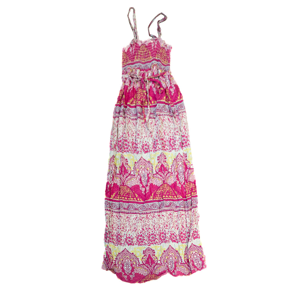 Robe longue imprimée – Rose et jaune 7 Ans