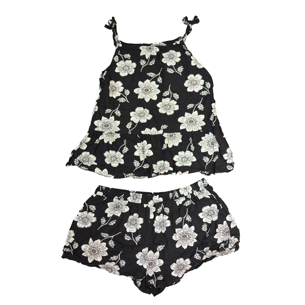 Ensemble fleuri noir et blanc 7 Ans