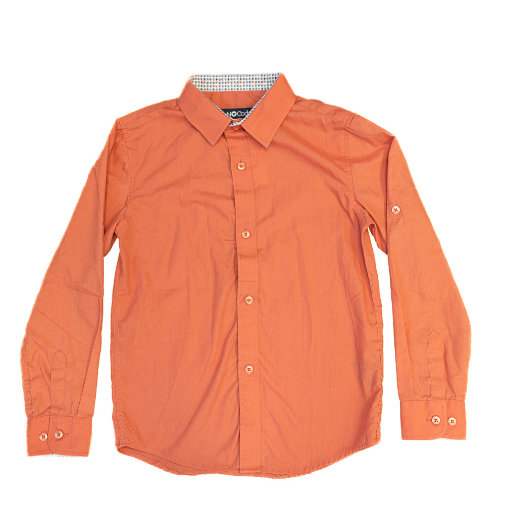 Chemise orange brûlé à manches longues 7 ans