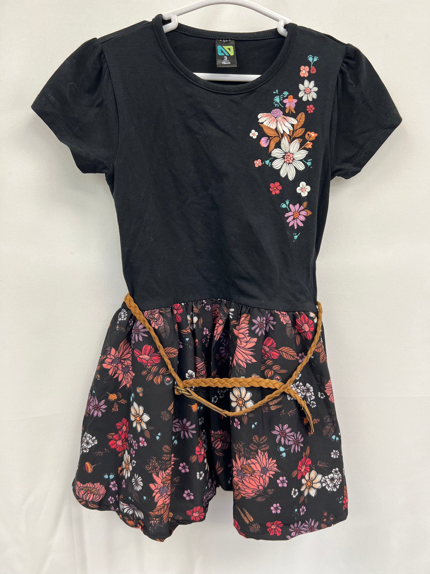 Robe Souris Mini avec fleurs et ceinture 3T