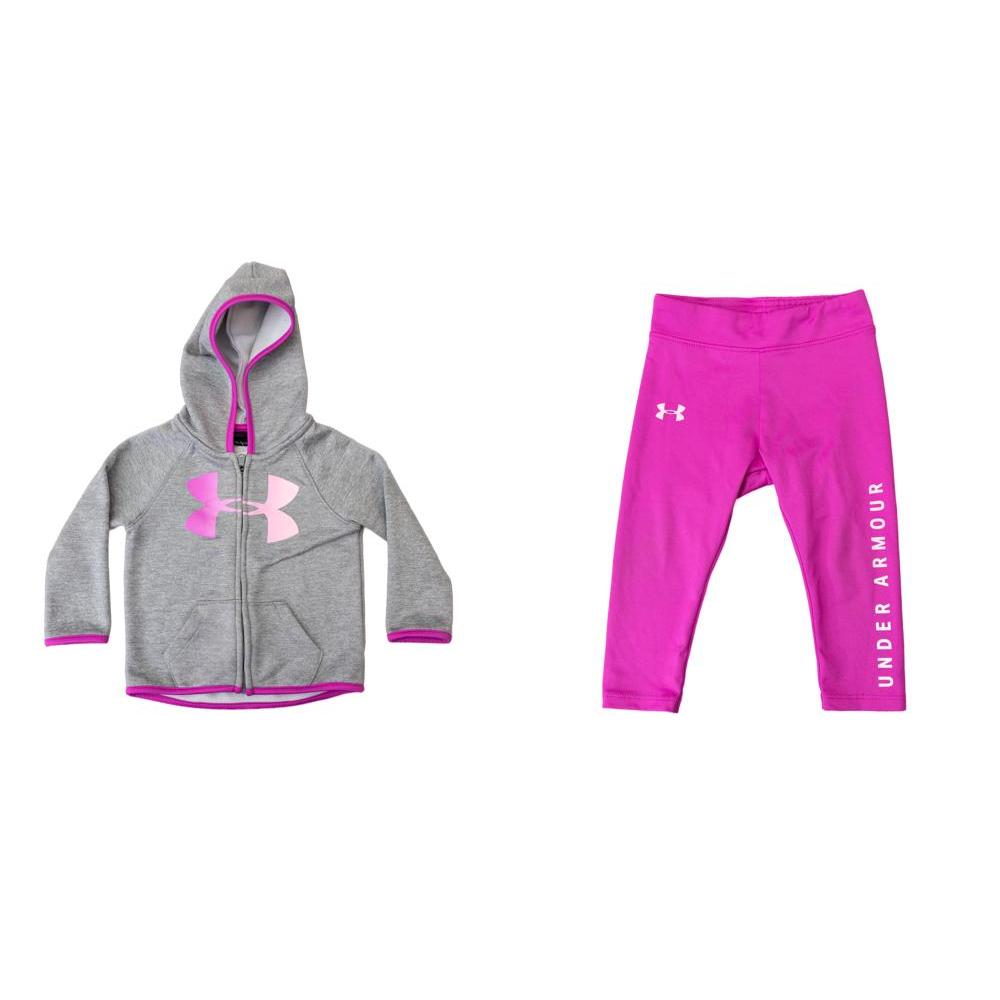 Ensemble sportif Under Armour gris et rose – 18M