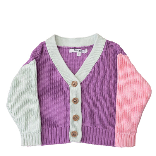 Cardigan tricolore en tricot – 2T