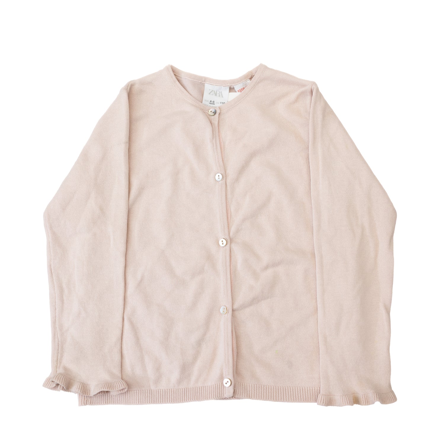 Cardigan rose pâle avec volants – Zara – 4-5 ans