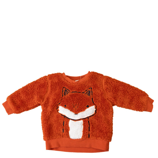 Chandail molletonné rouille avec renard – 12M