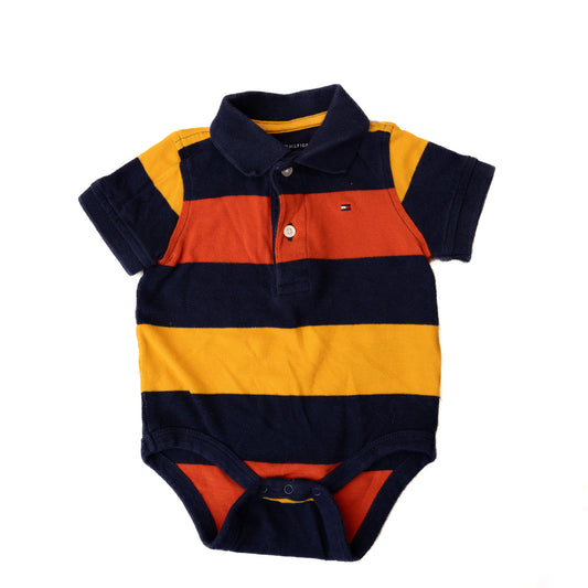 Cache-couche polo rayé marine-orange-jaune – Tommy Hilfiger – 6-9M