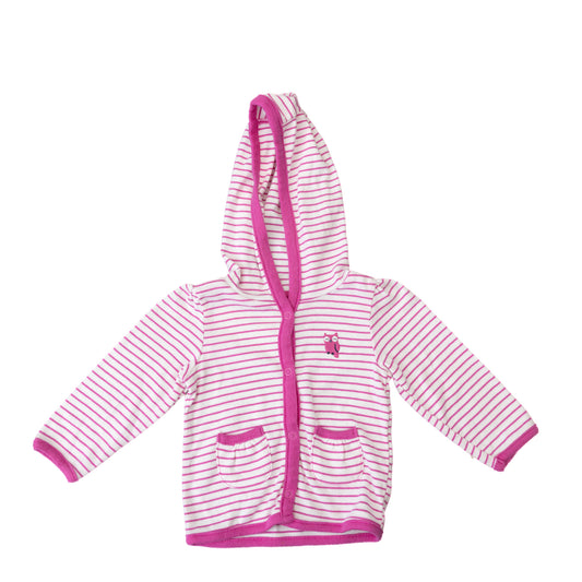 Veste à capuchon rayée rose et blanche – Carter’s – 6M