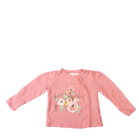 Gilet rose à motif floral – 3-6M