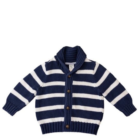 Cardigan rayé bleu marine et blanc – Carter’s – 12M