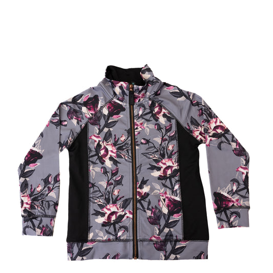 Veste sport florale grise et noire – 4 ans
