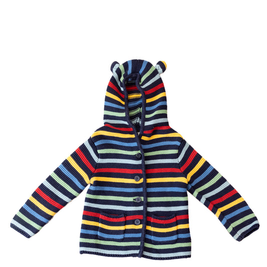 Cardigan rayé multicolore avec capuche – Baby GAP – 12-18M
