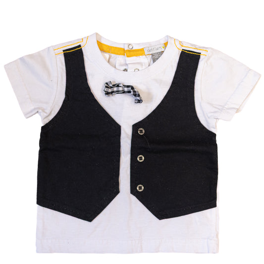 T-Shirt avec faux gilet et petite cravate 6M