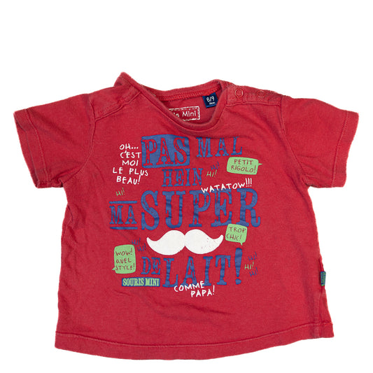 T-Shirt rouge à messages rigolos – Souris Mini 6-9M