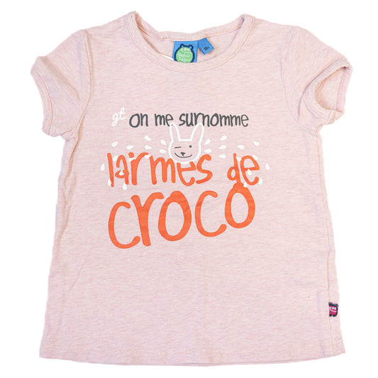 T-shirt rose “larmes de croco” - Gagou Tagou 18M