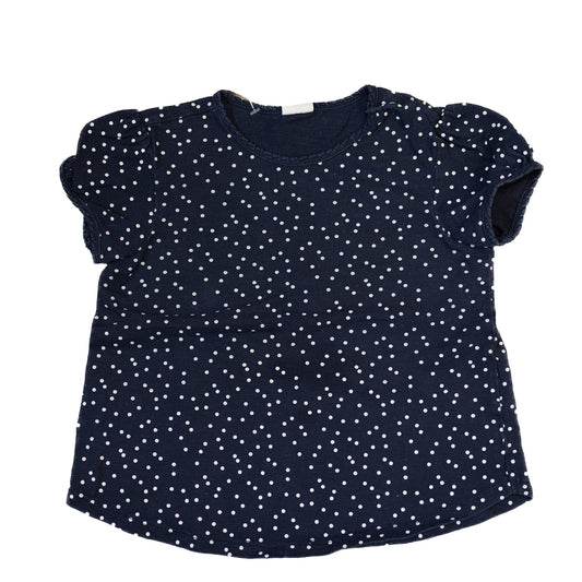 T-shirt bleu marine à pois 2T