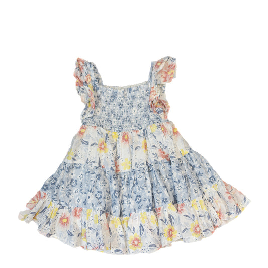 Robe à volants fleuris – Bleu pastel 18M