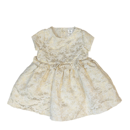 Robe brodée à manches courtes – Doré pâle 9M
