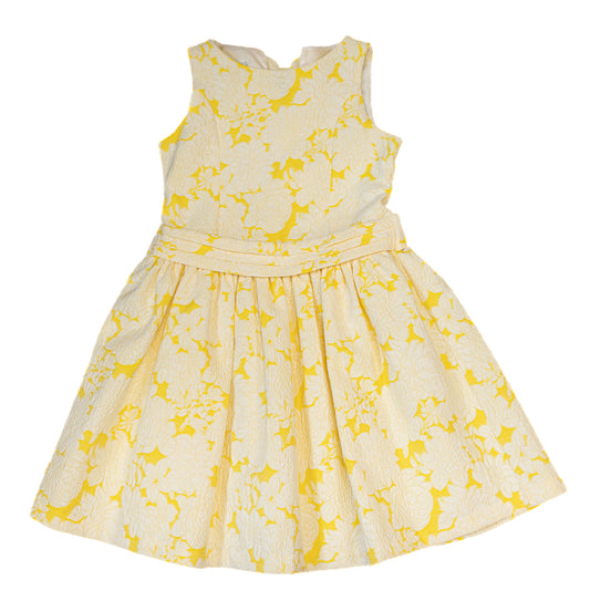 Robe texturée à fleurs – Jaune soleil 10ans