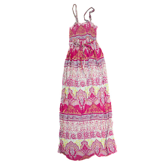 Robe longue imprimée – Rose et jaune 7 Ans