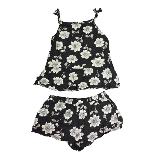 Ensemble fleuri noir et blanc 7 Ans
