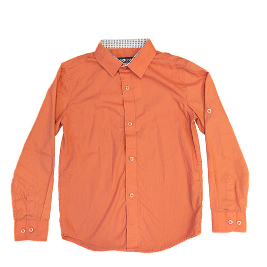 Chemise orange brûlé à manches longues 7 ans