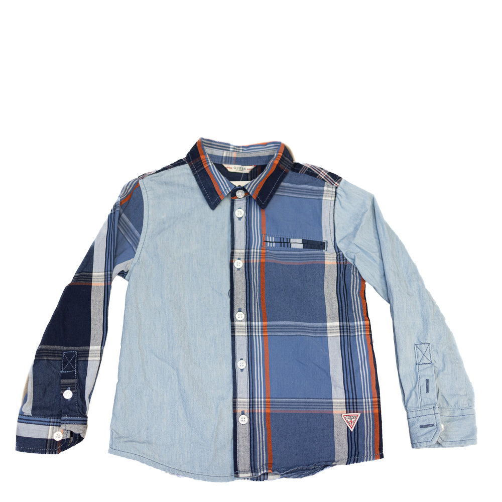 Chemise à carreaux patchée bleue – 3M