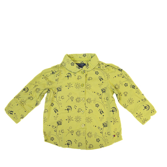 Chemise à manches longues, imprimé floral, vert lime 6-9M