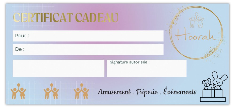 Certificat Cadeau - Une entrée