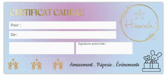 Certificat Cadeau - Trois entrées